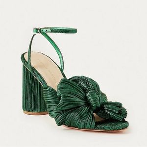 Camellia Bow Heel in Emerald